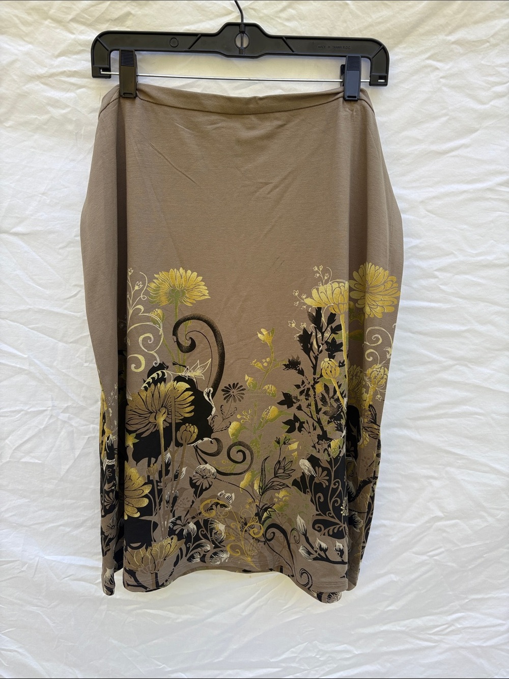 Women's Floral Print Brown Knit Wrap Skirt